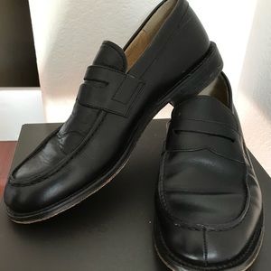 J Crew Black Leather loafers 9H